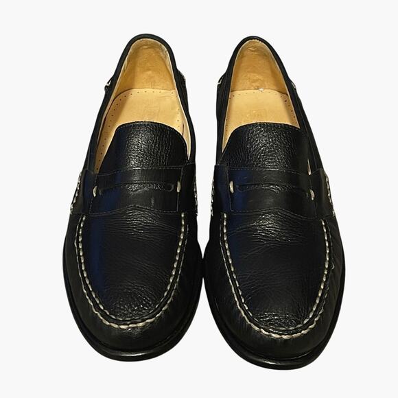 Sandro Mens 12 Handsewn LUXURY Leather Penny Loafers Slip On Shoes Comfort Black - Picture 1 of 8